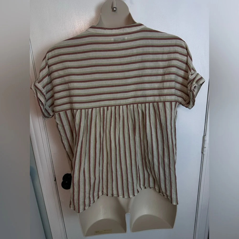 Madewell Crinkle Cotton Lakeline Popover Shirt in Stripe size Large #1348 - Picture 7 of 10